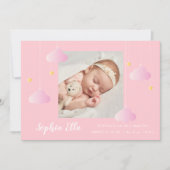 Twinkle Twinkle Baby Girlピンクかわいらしフォト誕生 案内状 (正面)