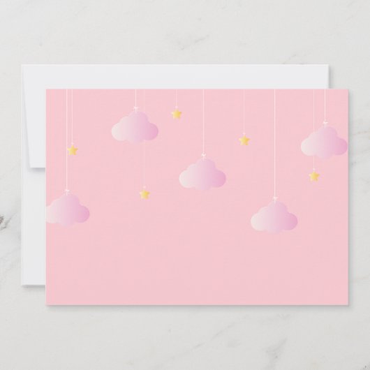 Twinkle Twinkle Baby Girlピンクかわいらしフォト誕生 案内状 (裏面)