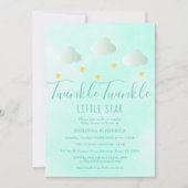 Twinkle Twinkle Little Star ニュートラル ベビーシャワー 招待状 (正面)