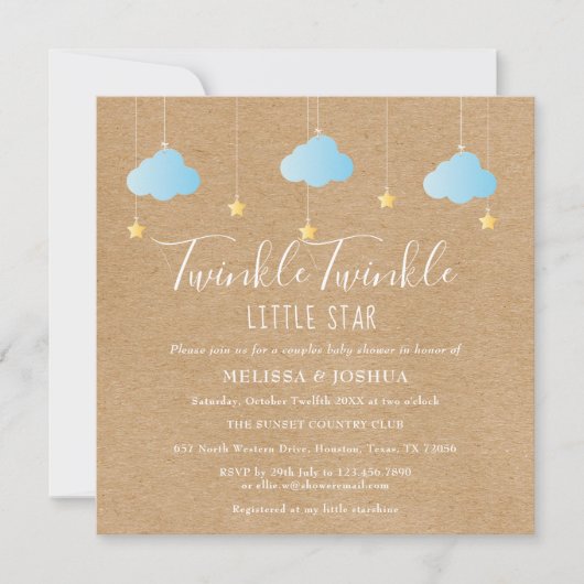 Twinkle Twinkle Little Star ベビーシャワー / スプリンクル 招待状 (正面)