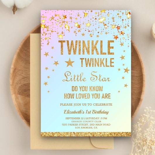 Twinkle Twinkle Little Star 1st誕生日パーティー 招待状