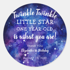 Twinkle Twinkle Little Star 1st Birthdayありがとう ラウンドシール