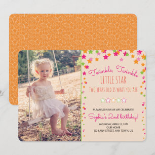 Twinkle Twinkle Little Star 2nd Birthday 招待状