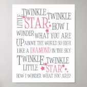TWINKLE TWINKLE LITTLE STAR - 8X10アートプリントピンク ポスター (正面)