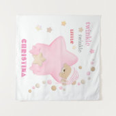 Twinkle Twinkle Little Star Baby Girlテディベア タペストリー (正面(横))