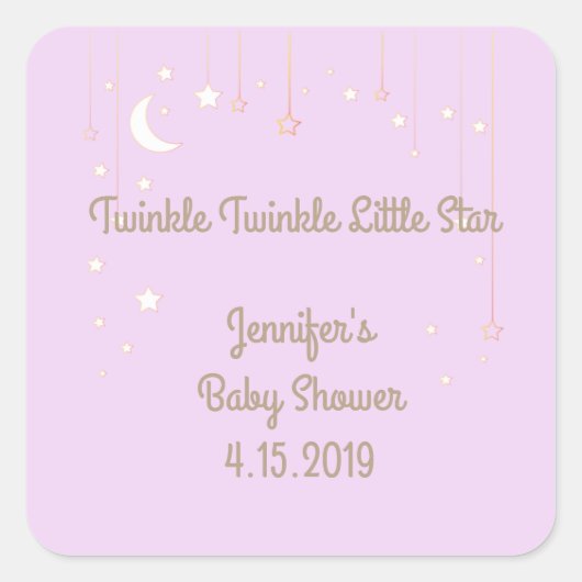 Twinkle Twinkle Little Star Baby Showerスタンプ スクエアシール (正面)