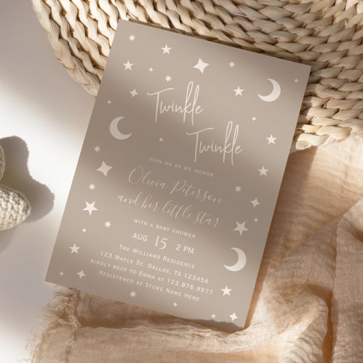 Twinkle Twinkle Little Star Baby Shower 招待状
