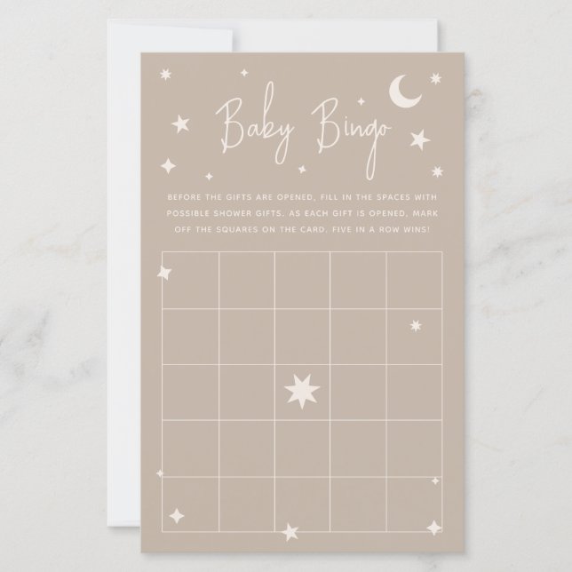 Twinkle Twinkle Little Star Baby Shower Bingo Card (正面)