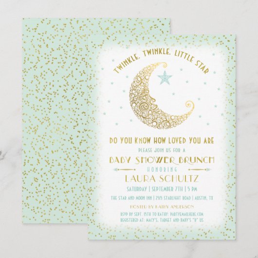 Twinkle Twinkle Little Star Baby Shower Brunch 2 招待状 (正面/裏面)