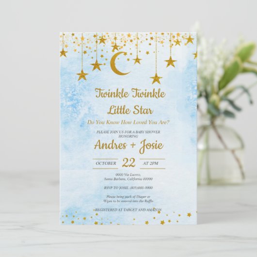 Twinkle Twinkle Little Star Baby Shower Invitation 招待状 (スタンド正面)