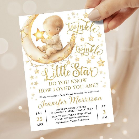Twinkle Twinkle Little Star Baby Shower Invitation 招待状