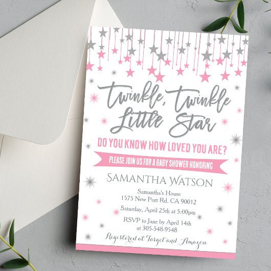 Twinkle Twinkle Little Star Baby Shower Invitation 招待状