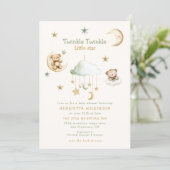 Twinkle Twinkle Little Star Bear Moon Baby Shower  招待状 (スタンド正面)