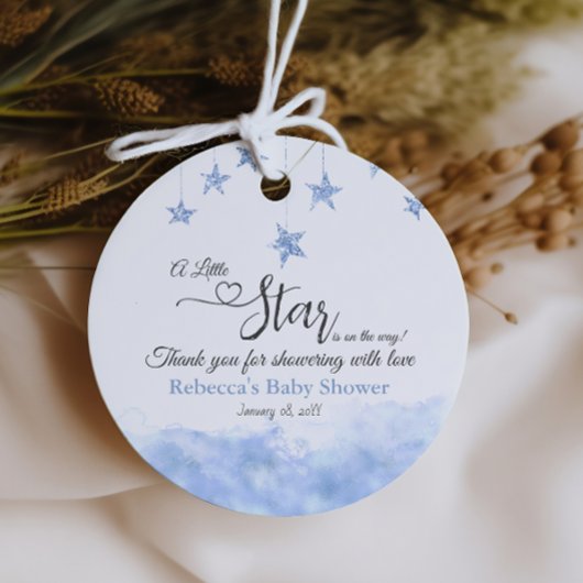 Twinkle Twinkle Little Star Blue Boy Baby Shower フェイバータグ