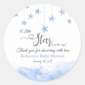 Twinkle Twinkle Little Star Blue Boy Baby Shower ラウンドシール (正面)