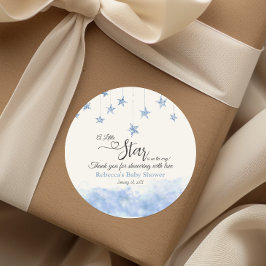 Twinkle Twinkle Little Star Blue Boy Baby Shower ラウンドシール