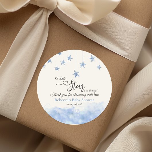 Twinkle Twinkle Little Star Blue Boy Baby Shower ラウンドシール
