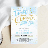 Twinkle Twinkle Little Star Blue Boy Birthday 招待状