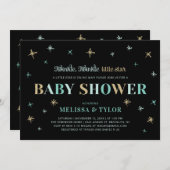 Twinkle Twinkle Little Star Boy Baby Shower 招待状 (正面/裏面)