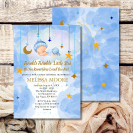 Twinkle Twinkle Little Star Boy Baby Shower 招待状