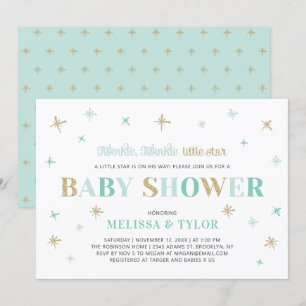 Twinkle Twinkle Little Star Boy Baby Shower 招待状