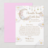 Twinkle Twinkle Little Star Bunny Baby Baby Shower サンキューカード (正面/裏面)