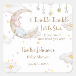 Twinkle Twinkle Little Star Bunny Baby Baby Shower スクエアシール