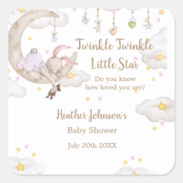 Twinkle Twinkle Little Star Bunny Baby Baby Shower スクエアシール