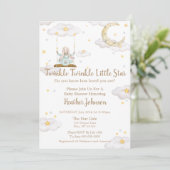 Twinkle Twinkle Little Star Bunny Baby Baby Shower 招待状 (スタンド正面)