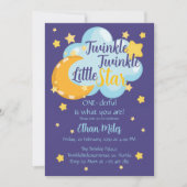 Twinkle Twinkle Little Star Cute First Birthday 招待状 (正面)