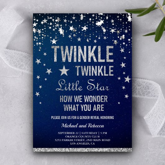 Twinkle Twinkle Little Star Genderのパーティー 招待状