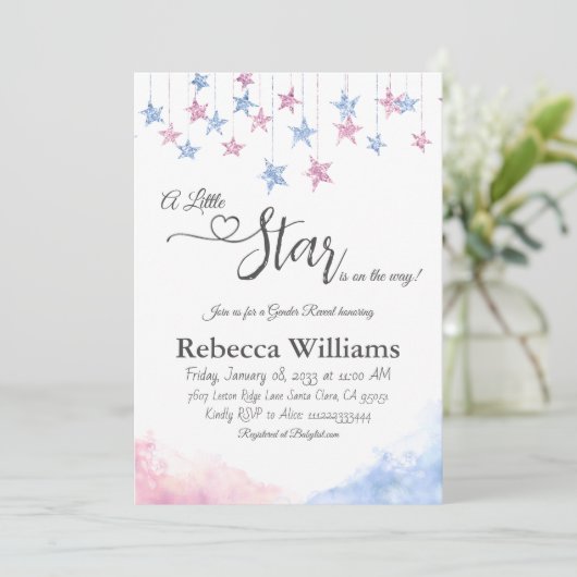 Twinkle Twinkle Little Star Gender Reveal 招待状 (スタンド正面)