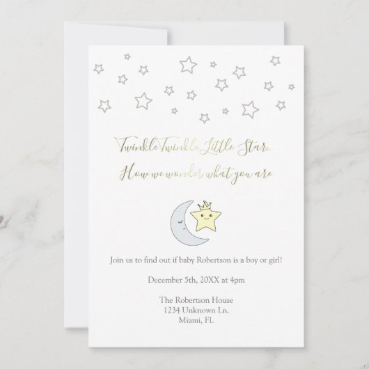 Twinkle Twinkle Little Star - Gender Reveal Invite 招待状 (正面)