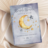 Twinkle Twinkle Little Star Moon 1st Birthday 招待状