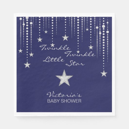 Twinkle Twinkle Little Star Napkins – 青、銀 スタンダードランチョンナプキン (正面)