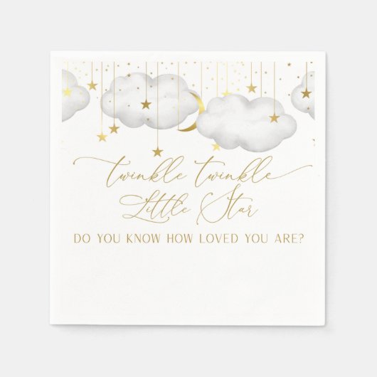 Twinkle Twinkle Little Star Napkins、Moon and Star スタンダードカクテルナプキン (正面)