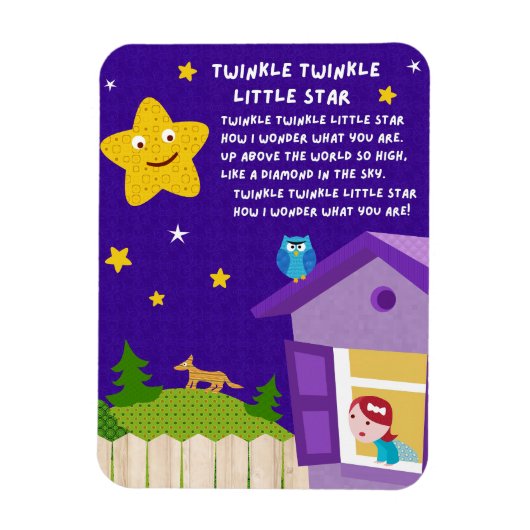 Twinkle Twinkle Little Star Nursery Rhyme Magnet マグネット (縦)