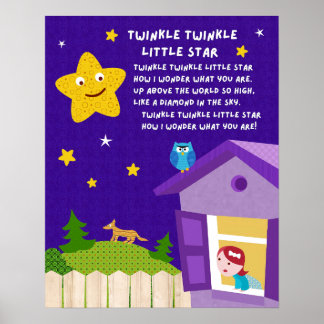 Twinkle Twinkle Little Star Nursery Rhyme Poster ポスター