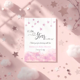 Twinkle Twinkle Little Star Pink Girl Baby Shower サンキューカード