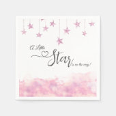Twinkle Twinkle Little Star Pink Girl Baby Shower スタンダードカクテルナプキン (正面)