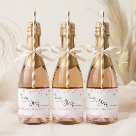 Twinkle Twinkle Little Star Pink Girl Baby Shower  スパークリングワインラベル