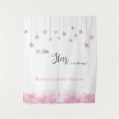 Twinkle Twinkle Little Star Pink Girl Baby Shower タペストリー (正面)