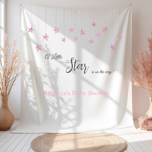 Twinkle Twinkle Little Star Pink Girl Baby Shower タペストリー