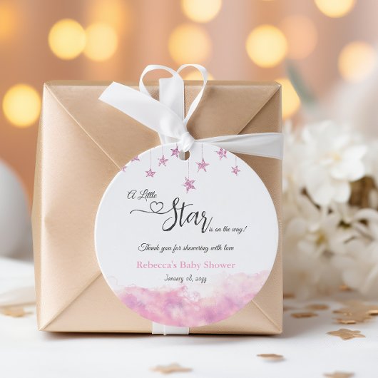 Twinkle Twinkle Little Star Pink Girl Baby Shower フェイバータグ