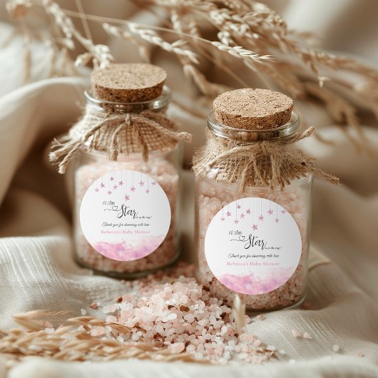 Twinkle Twinkle Little Star Pink Girl Baby Shower ラウンドシール
