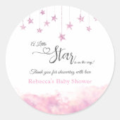 Twinkle Twinkle Little Star Pink Girl Baby Shower ラウンドシール (正面)