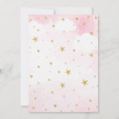 Twinkle Twinkle Little Star Pink Girl Birthday 招待状 (裏面)
