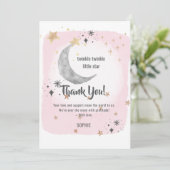 Twinkle Twinkle Little Star Pink Watercolor Splash サンキューカード (スタンド正面)