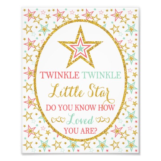Twinkle Twinkle Little Star Sign - 8" x 10インチプリント フォトプリント (正面)