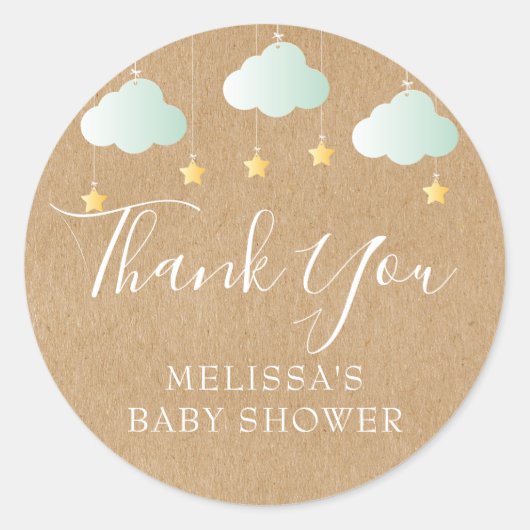 Twinkle Twinkle Little Star Thank You Baby Shower ラウンドシール (正面)